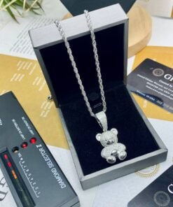 VVS Moissanite Diamond Teddy Pendant and chain