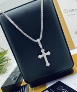 VVS Moissanite Diamond Cross Pendant and VVS Tennis Neck Chain